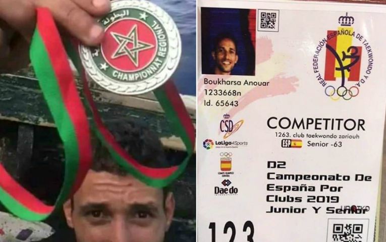 صورة/ بطل مغربي في التايكواندو يحمل القميص الإسباني بعد مغامرة عبر قوارب الموت !